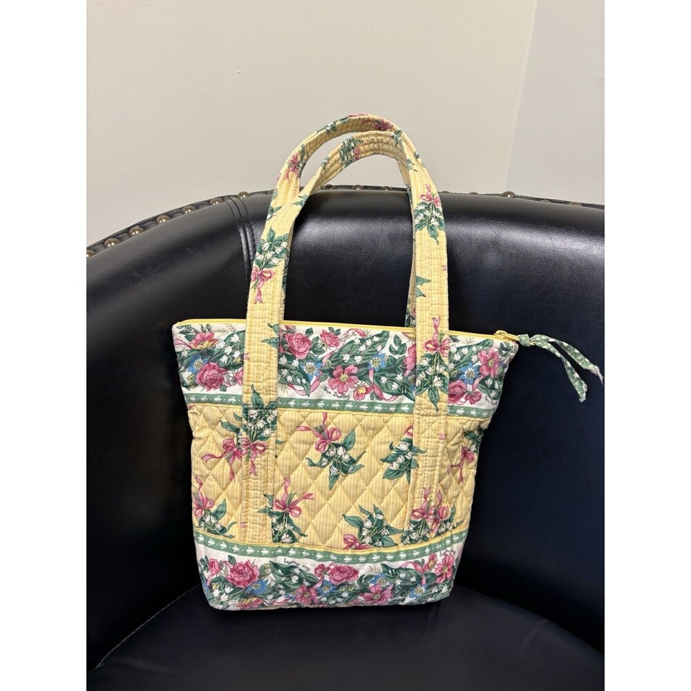 Vintage Vera Bradley Villager Tote Hope Yellow Floral Retired Quilted Bag - Picture 2 of 12